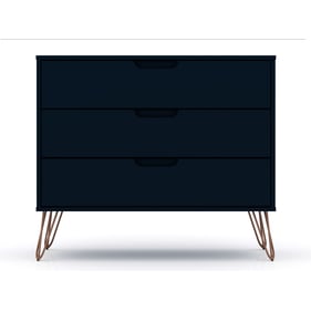 Manhattan Comfort Rockefeller Midnight Blue 3 Drawers Dresser