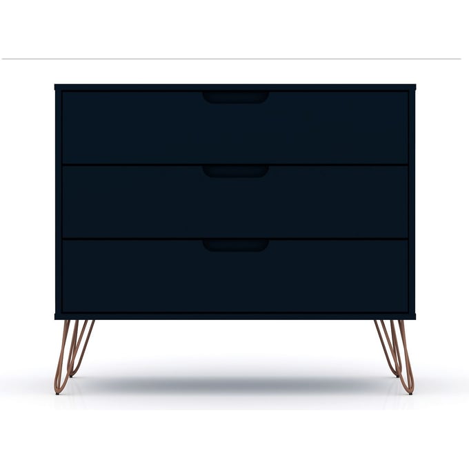 Manhattan Comfort Rockefeller Midnight Blue 3 Drawers Dresser MHC-103GMC4