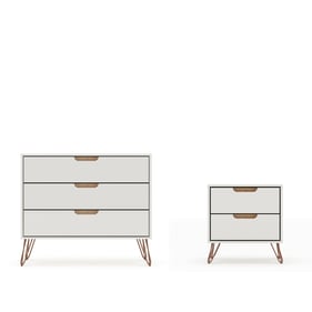 Manhattan Comfort Rockefeller Off White Nature 2pc Dresser and Night Stand ...