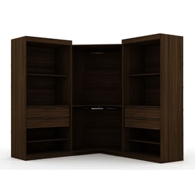 Manhattan Comfort Mulberry Brown 3pc Open Sectional Wardrobe Corner Closet