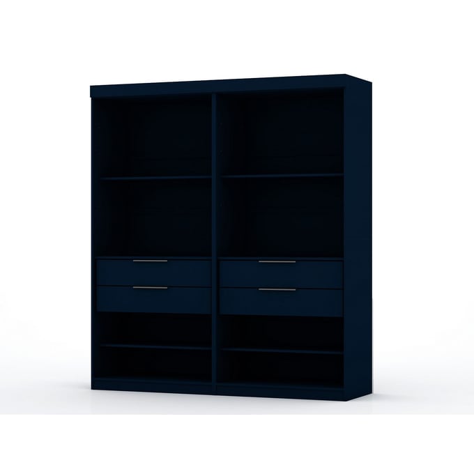 2 Manhattan Comfort Mulberry Midnight Blue Open Sectional Wardrobe Closets MHC-112GMC4