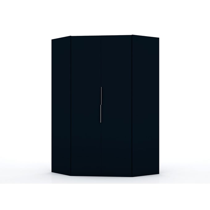 Manhattan Comfort Mulberry 2.0 Midnight Blue Corner Wardrobe Closet with 2 Hanging Rods MHC-115GMC4