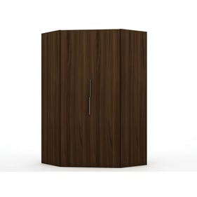 Manhattan Comfort Mulberry 2.0 Brown Corner Wardrobe Closet with 2 Hanging ...