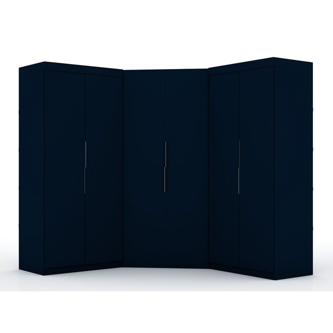 Manhattan Comfort Mulberry 3.0 Midnight Blue 3pc Sectional Wardrobe Corner Closet MHC-119GMC4