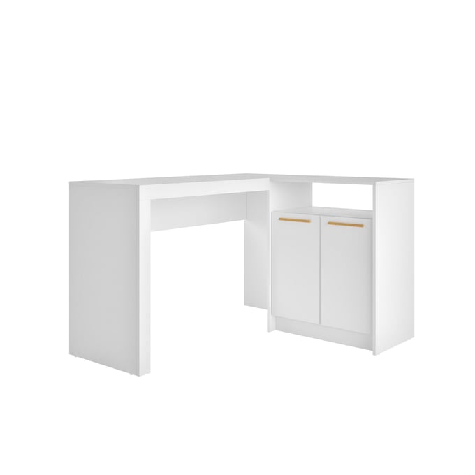 Manhattan Comfort Kalmar White L Shaped Office Desk MHC-138AMC6