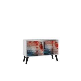 Manhattan Comfort Amsterdam Red Blue Double Side Table 2.0