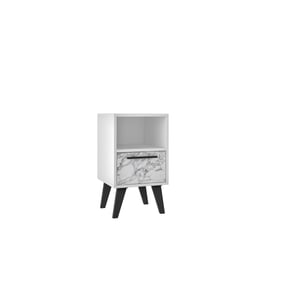 Manhattan Comfort Amsterdam White Marble Night Stand 1.0