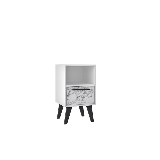 Manhattan Comfort Amsterdam White Marble Night Stand 1.0 MHC-146AMC208