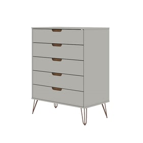 Manhattan Comfort Rockefeller Off White Nature 5 Drawers Tall Dresser