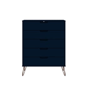 Manhattan Comfort Rockefeller Midnight Blue 5 Drawers Tall Dresser