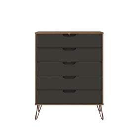 Manhattan Comfort Rockefeller Nature Grey 5 Drawers Tall Dresser