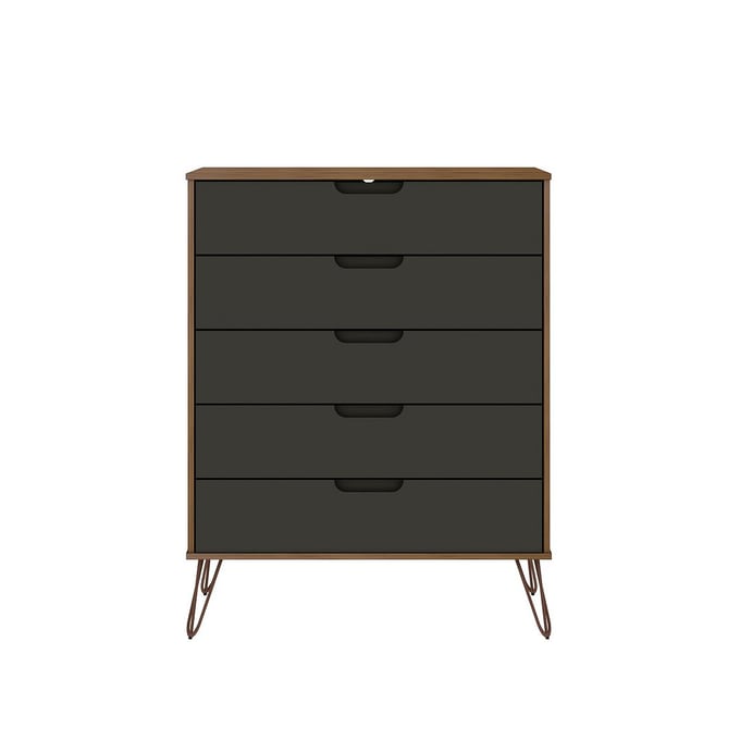 Manhattan Comfort Rockefeller Nature Grey 5 Drawers Tall Dresser MHC-154GMC7