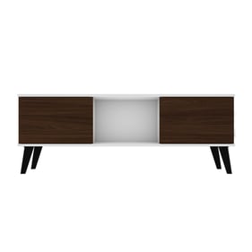 Manhattan Comfort Doyers White Nut Brown 53.15 Inch TV Stand