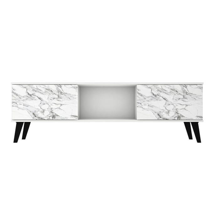 Manhattan Comfort Doyers White Marble Stamp 62.20 Inch TV Stand MHC-175AMC208