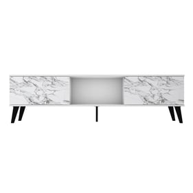 Manhattan Comfort Doyers White Marble Stamp 70.87 Inch TV Stand