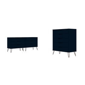 Manhattan Comfort Rockefeller Midnight Blue 2pc Dresser Set