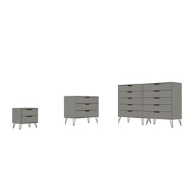 Manhattan Comfort Rockefeller Off White Nature MDF 3pc Dresser and Nightsta...