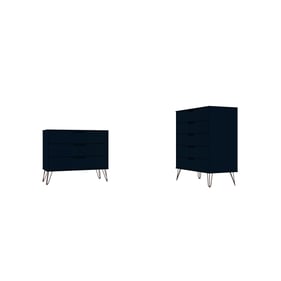 Manhattan Comfort Rockefeller Midnight Blue MDF 2pc Dresser Set