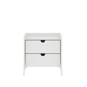 Manhattan Comfort Coney White 2 Drawer Nightstand