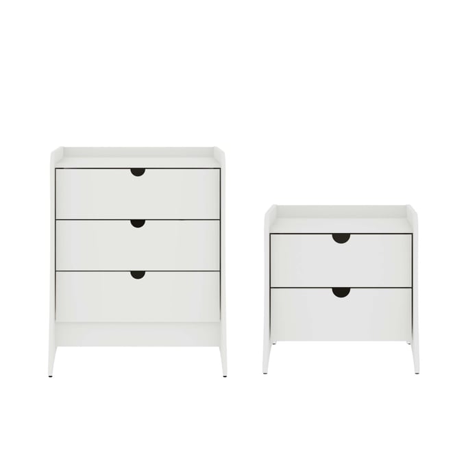 Manhattan Comfort Coney White 2pc Dresser and Nightstand Set MHC-185GMC1