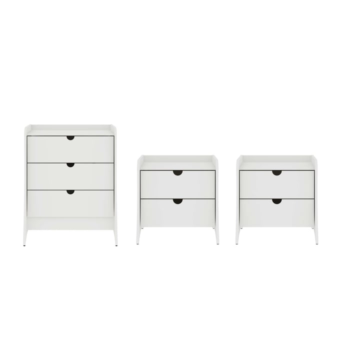 Manhattan Comfort Coney White 3pc Dresser and Nightstand Set MHC-188GMC1