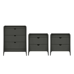 Manhattan Comfort Coney Grey 3pc Dresser and Nightstand Set