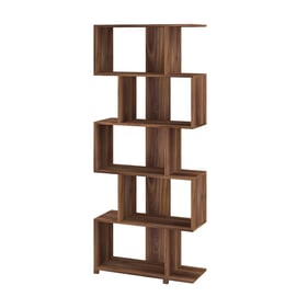 Manhattan Comfort Petrolina Nut Brown 5 Shelves Z Bookcase