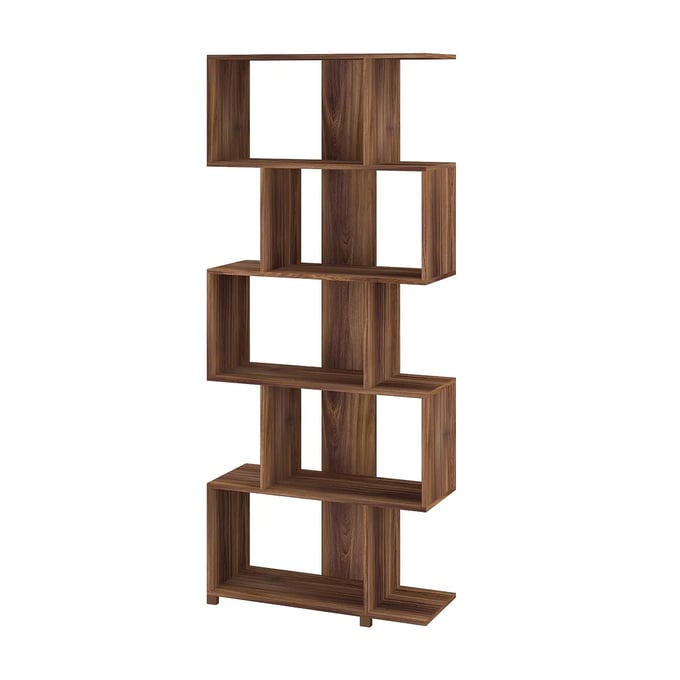 Manhattan Comfort Petrolina Nut Brown 5 Shelves Z Bookcase MHC-18AMC164