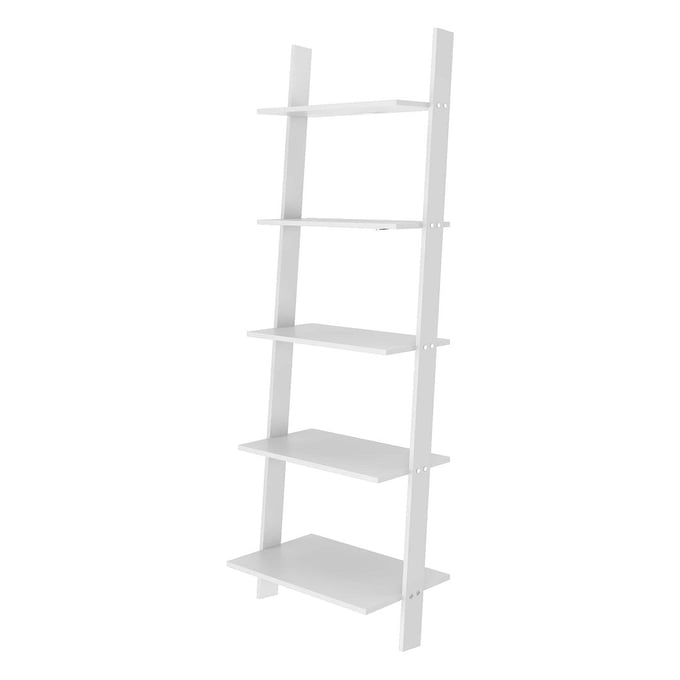 Manhattan Comfort Cooper White 5 Shelf Floating Ladder Bookcase MHC-192AMC6