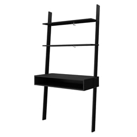 Manhattan Comfort Cooper Black Ladder Desk with 2 Floating Shelves