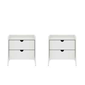 2 Manhattan Comfort Coney White 2 Drawer Nightstands