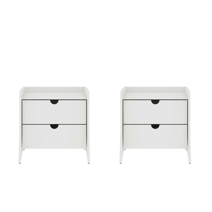 2 Manhattan Comfort Coney White 2 Drawer Nightstands MHC-2-181GMC1