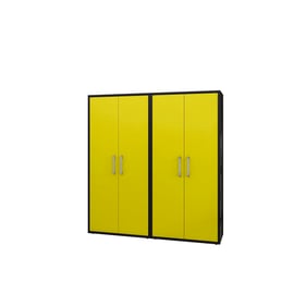 2 Manhattan Comfort Eiffel Matte Black Yellow Storage Cabinets