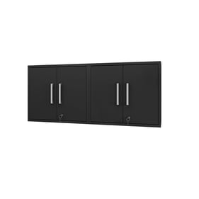 2 Manhattan Comfort Eiffel Matte Black Floating Garage Cabinets