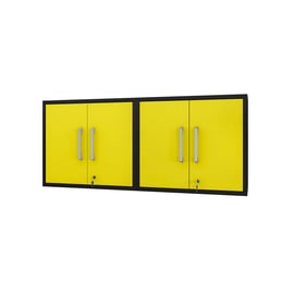 2 Manhattan Comfort Eiffel Matte Black Yellow Floating Garage Cabinets