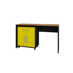 Manhattan Comfort Eiffel Matte Black Yellow 2pc Garage Work Station Set