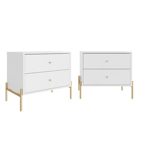 2 Manhattan Comfort Jasper White Gloss Nightstands