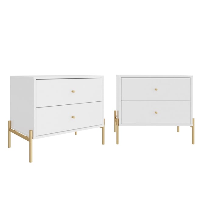 2 Manhattan Comfort Jasper White Gloss Nightstands MHC-2-51351