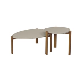 Manhattan Comfort Gales Greige End Table and Coffee Table Set