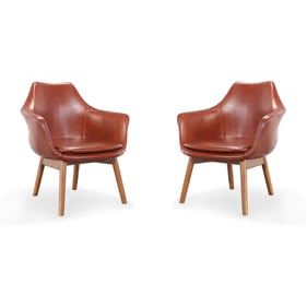 2 Manhattan Comfort Cronkite Brown Faux Leather Accent Chairs