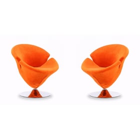 2 Manhattan Comfort Tulip Orange Velvet Swivel Accent Chairs