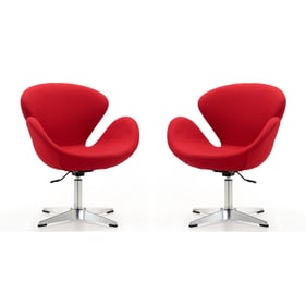 2 Manhattan Comfort Raspberry Red Wool Blend Swivel Chairs