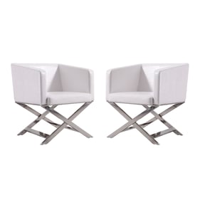 2 Manhattan Comfort Hollywood White Faux Leather Lounge Accent Chairs