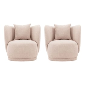 2 Manhattan Comfort Siri Wheat Accent Chairs with Pillows