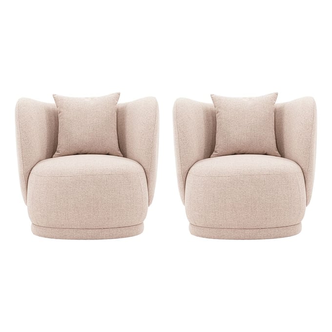 2 Manhattan Comfort Siri Wheat Accent Chairs with Pillows MHC-2-AC057-WT