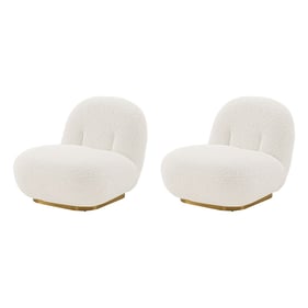 2 Manhattan Comfort Edina White Boucle Accent Chairs