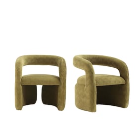 2 Manhattan Comfort Corvette Olive Green Velvet Dining Chairs