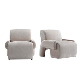 2 Manhattan Comfort Verandah Beige Chenille Accent Chairs