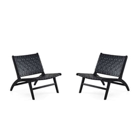 2 Manhattan Comfort Maintenon Black Accent Chairs