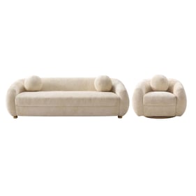 Manhattan Comfort Tribeca Cream 2pc 85.8 Inch Sofa with Accent Chair